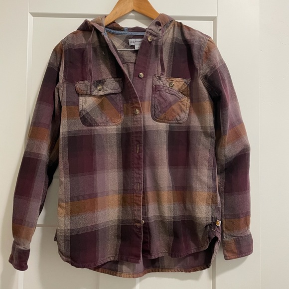 Carhartt Tops - Carhartt hooded flannel button down
